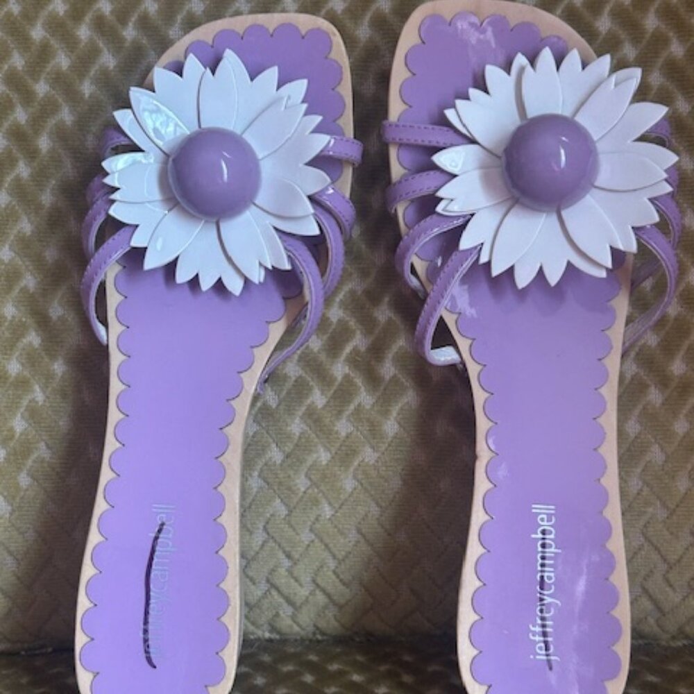 Jeffrey Campbell for Free People Blossoms Wooden Purple Sandals